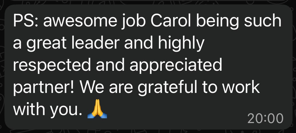Client testimonial screenshot
