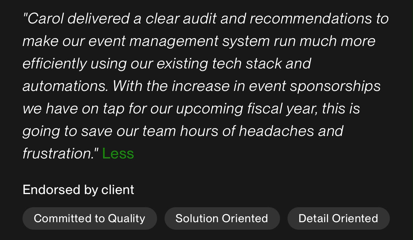 Client testimonial screenshot